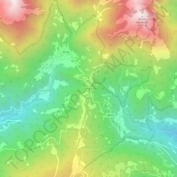 Topografische kaart Croce d'Aune, hoogte, reliëf