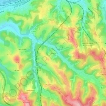 Topografische kaart Champ, hoogte, reliëf