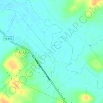 Topografische kaart Tahivilla, hoogte, reliëf