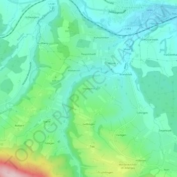 Topografische kaart Steinwand, hoogte, reliëf