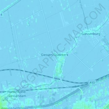 Topografische kaart Giessen-Oudekerk, hoogte, reliëf