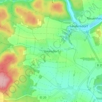 Topografische kaart Steinsdorf, hoogte, reliëf