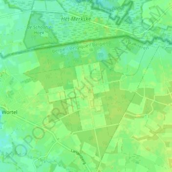 Topografische kaart Wortel-Kolonie, hoogte, reliëf