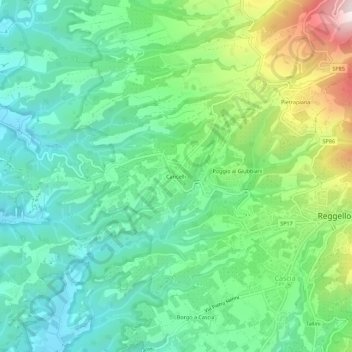 Topografische kaart Cancelli, hoogte, reliëf