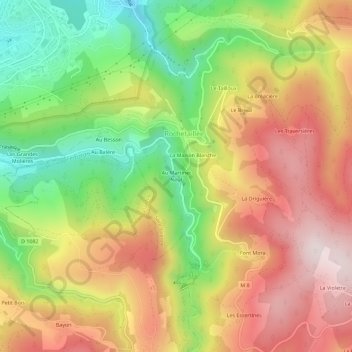 Topografische kaart Au Martinet Neuf, hoogte, reliëf