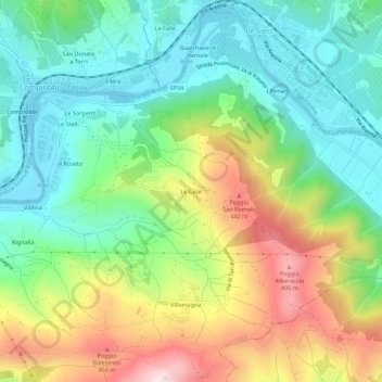 Topografische kaart Le Case, hoogte, reliëf