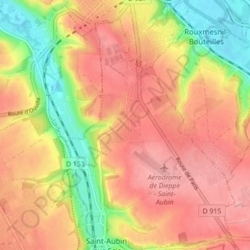 Topografische kaart Les Vertus, hoogte, reliëf