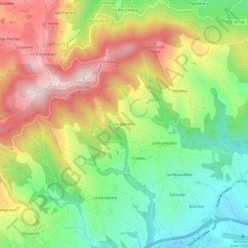 Topografische kaart La Glacière, hoogte, reliëf