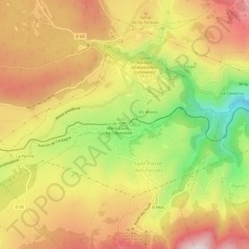 Topografische kaart La Cabanasse, hoogte, reliëf