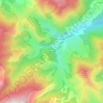 Topografische kaart Perteguet, hoogte, reliëf