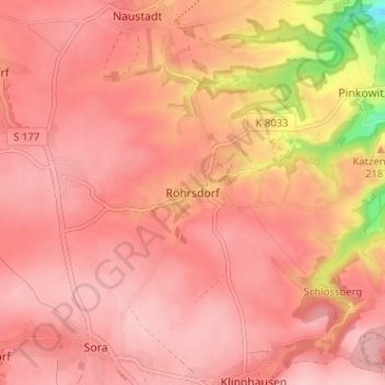 Topografische kaart Röhrsdorf, hoogte, reliëf