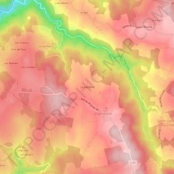 Topografische kaart La Vachère, hoogte, reliëf