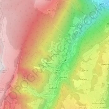 Topografische kaart Le Fournel, hoogte, reliëf
