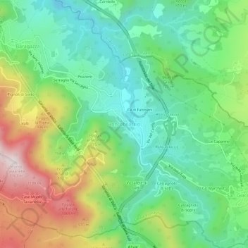 Topografische kaart Roncobilaccio, hoogte, reliëf