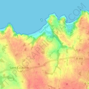 Topografische kaart Tannée, hoogte, reliëf