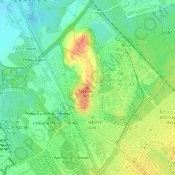 Topografische kaart Lehener Bergle, hoogte, reliëf