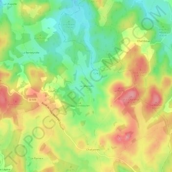 Topografische kaart Le Monteil, hoogte, reliëf
