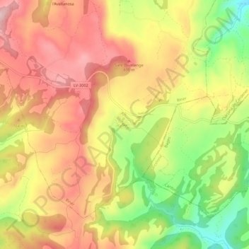 Topografische kaart Su, hoogte, reliëf