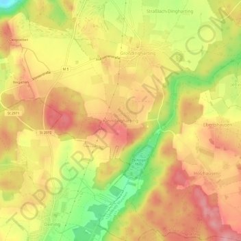 Topografische kaart Kleindingharting, hoogte, reliëf