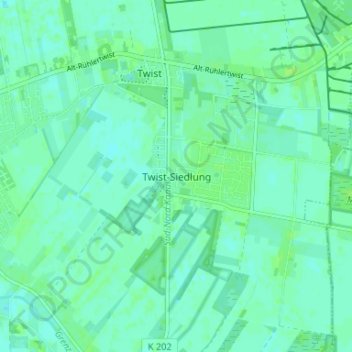 Topografische kaart Twist-Siedlung, hoogte, reliëf