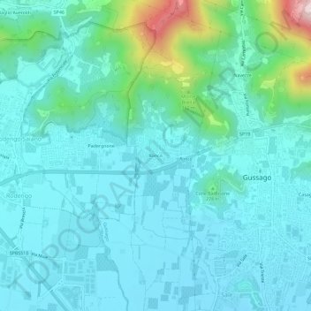 Topografische kaart Ronco, hoogte, reliëf