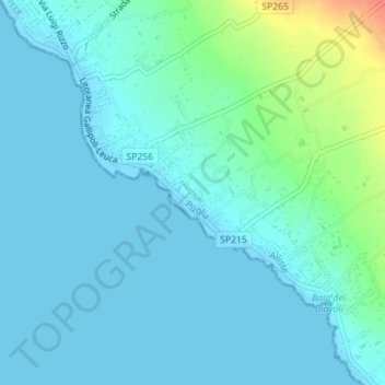 Topografische kaart Capilungo, hoogte, reliëf