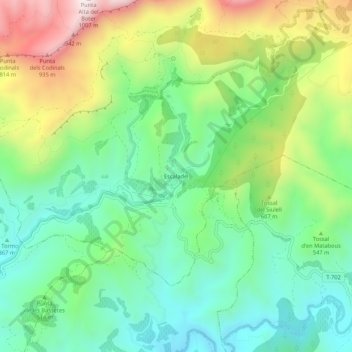 Topografische kaart Escaladei, hoogte, reliëf