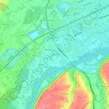 Topografische kaart Waidhausen, hoogte, reliëf
