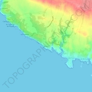 Topografische kaart Binidalí, hoogte, reliëf