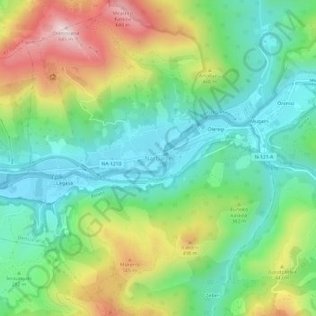 Topografische kaart Narvarte, hoogte, reliëf