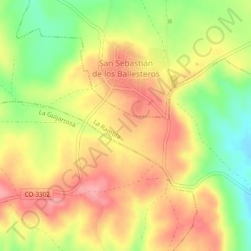 Topografische kaart El Monte, hoogte, reliëf