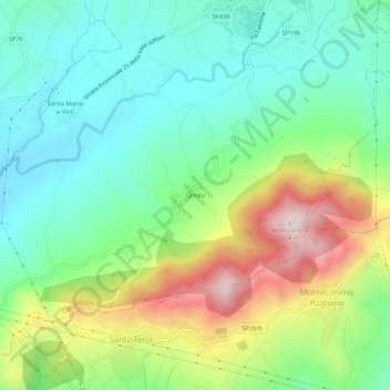 Topografische kaart Ornito, hoogte, reliëf