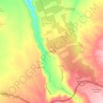 Topografische kaart Cenascuras, hoogte, reliëf