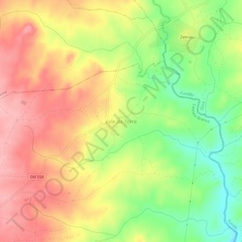 Topografische kaart Vale da Torre, hoogte, reliëf
