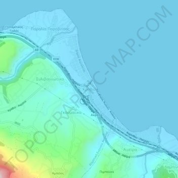 Topografische kaart Krathio, hoogte, reliëf