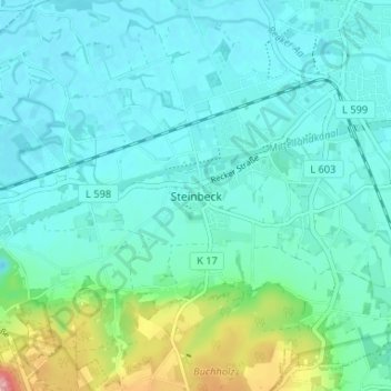 Topografische kaart Steinbeck, hoogte, reliëf