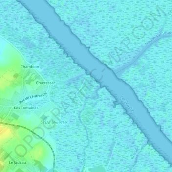 Topografische kaart Chatressac-Chaillevette, hoogte, reliëf
