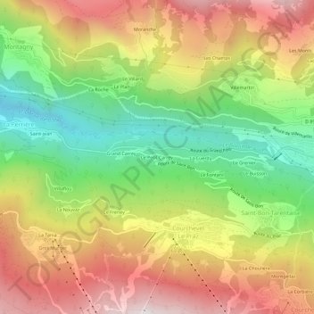 Topografische kaart Le Petit Carrey, hoogte, reliëf
