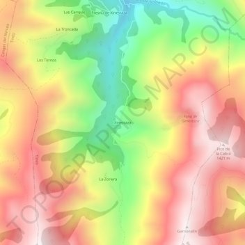 Topografische kaart Genestaza, hoogte, reliëf