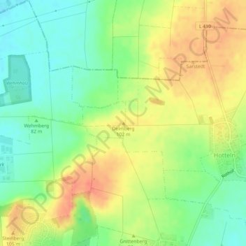 Topografische kaart Delmberg, hoogte, reliëf