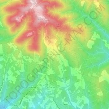 Topografische kaart San Gusmè, hoogte, reliëf