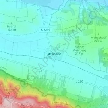 Topografische kaart Sittendorf, hoogte, reliëf