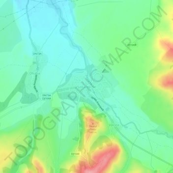 Topografische kaart Șinca Veche, hoogte, reliëf