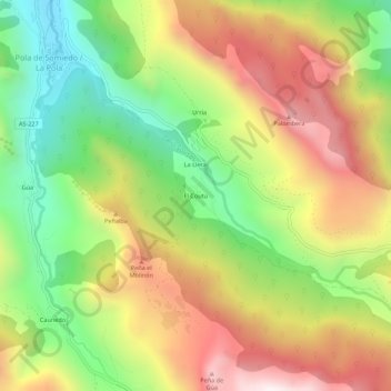 Topografische kaart El Coto, hoogte, reliëf