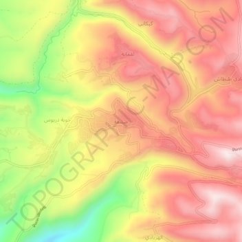 Topografische kaart Slenfa, hoogte, reliëf