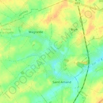 Topografische kaart Longpré, hoogte, reliëf