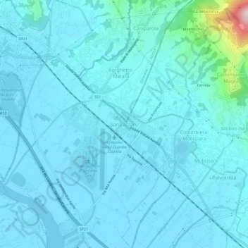Topografische kaart San Lazzaro, hoogte, reliëf