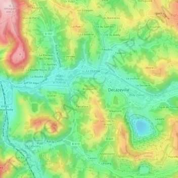Topografische kaart Bonissard, hoogte, reliëf