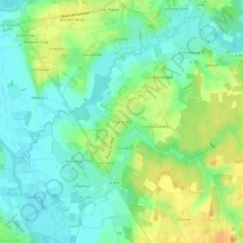 Topografische kaart Petit Veilly, hoogte, reliëf