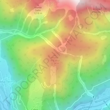 Topografische kaart Monte di Cabia, hoogte, reliëf